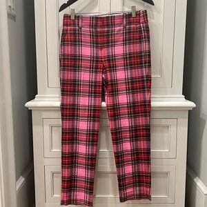 J CREW Cameron tartan pink plaid trouser 6p